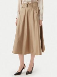 Marella Spódnica trapezowa Tappeto 2613101101 Beżowy Regular Fit. Brązowe spódnice damskie Marella, bez wzorów, z bawełny, trapezowe. Za 984.99 zł.