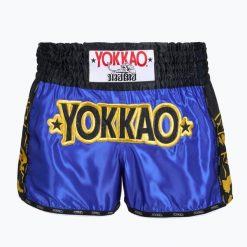 Spodenki treningowe meskie YOKKAO Original Muay Thai. Niebieskie krótkie spodenki sportowe męskie YOKKAO, l, bez wzorów, na fitness i siłownię. Za 289.99 zł.