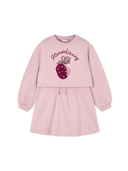 Mayoral Komplet bluza i sukienka 4927 Różowy Regular Fit. Czerwone bluzy dla dziewczynek Mayoral, bez wzorów, z bawełny, bez ramiączek, bez kaptura. Za 159.99 zł.