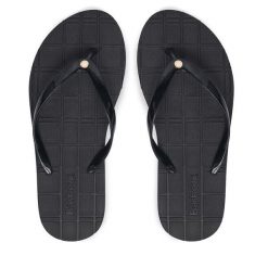 Japonki Barbour. Czarne klapki damskie Barbour, bez wzorów, bez obcasa. Za 179.99 zł.