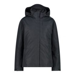 Kurtka 3 w 1 damska z kapturem CMP. Czarne kurtki sportowe damskie CMP, bez wzorów, z kapturem, trekkingowe. W wyprzedaży za 666.00 zł.