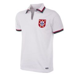 Koszulka piłkarska retro - dorosły - Portugalia 1972 - Gościnna - Biała. Białe koszulki sportowe męskie COPA FOOTBALL, l, bez wzorów, z bawełny, bez kołnierzyka, bez ramiączek, do piłki nożnej. Za 258.28 zł.