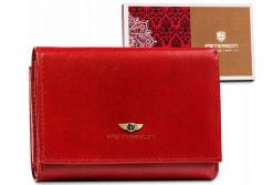Portfel czerwony Peterson [DH] PTN 247-BO. Czerwone portfele damskie Peterson, bez wzorów, ze skóry. Za 106.99 zł.