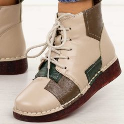 Beżowe skórzane botki damskie Cambell 15306. Brązowe botki damskie Cambell, na jesień, z jeansu, eleganckie, z okrągłym noskiem, bez obcasa, bez zapięcia. Za 299.00 zł.