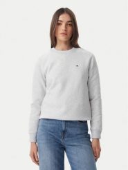 Tommy Jeans Bluza Flag DW0DW19959 Szary jasny Regular Fit. Szare bluzy damskie Tommy Jeans, s, bez wzorów, z bawełny, bez kaptura. Za 289.99 zł.