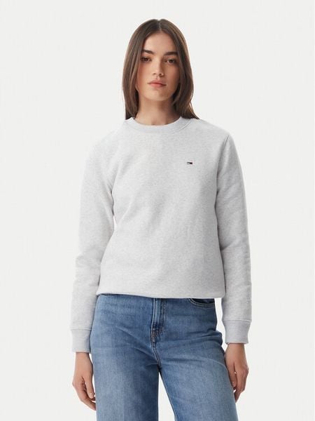Tommy Jeans Bluza Flag DW0DW19959 Szary jasny Regular Fit. Szare bluzy damskie Tommy Jeans, s, bez wzorów, z bawełny, bez kaptura. Za 289.99 zł.