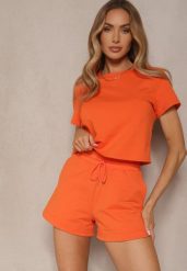 Pomarańczowe Dresowe Szorty z Bawełny z Kieszeniami Galierania. Brązowe szorty damskie Renee, na lato, l, bez wzorów, z bawełny, eleganckie. Za 54.99 zł.