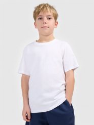 4F T-shirt gładki chłopięcy - biały 122 (6-7 lat). Białe t-shirty dla chłopców 4f, bez wzorów, z bawełny, bez ramiączek. Za 29.99 zł.