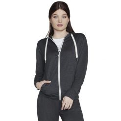 Bluza dresowa sportowa damska Godri Swift Full Zip Hoodie. Szare bluzy damskie Skechers, xs, bez wzorów, z dresówki, bez kaptura. Za 179.99 zł.