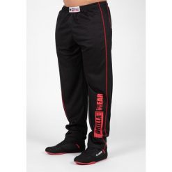 Wallace Mesh Spodnie - Czarny/Czerwony. Czarne spodnie sportowe męskie GORILLA WEAR, m, bez wzorów, z meshu, na fitness i siłownię. Za 239.00 zł.