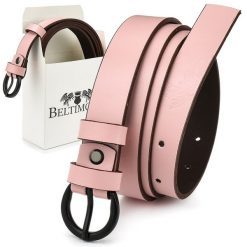 Beltimore Skórzany Damski Pasek Czarny 2,5 Cm Jasny Róż A62 : Kolory - Różowy, Rozmiar Pasków - R.85-100 Cm. Czarne paski damskie bez wzorów, ze skóry, eleganckie. Za 47.99 zł.