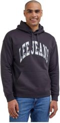 LEE VARSITY HOODIE MĘSKA BLUZA Z KAPTUREM LOGO WASHED BLACK LL80RFON. Czarne bluzy męskie Lee, m, bez wzorów, z kapturem. Za 179.99 zł.