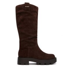Kozaki Guess. Brązowe kozaki damskie Guess, bez obcasa, na płaskiej podeszwie. Za 824.99 zł.