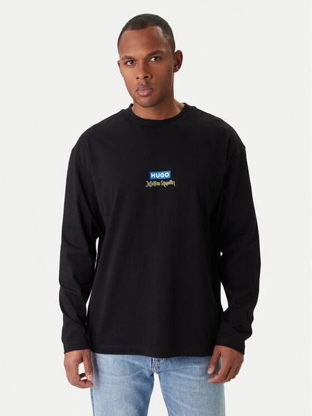 HUGO Longsleeve Nichaboso JJK 50554835 Czarny Relaxed Fit. Czarne bluzki z długim rękawem męskie Hugo, m, bez wzorów, z bawełny, bez kołnierzyka. Za 399.99 zł.
