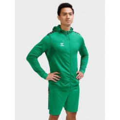 Bluza z kapturem sportowa Hummel Authentic Poly Zip Hoodie. Zielone buty sportowe męskie Hummel, bez zapięcia, na fitness i siłownię. Za 251.50 zł.
