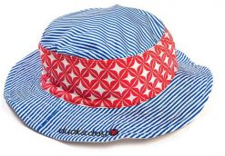 DucKsday Kapelusz plażowy dla dzieci z filtrem UV, blue stripes, rozmiar 1-2 lata (obwód 50cm). Niebieskie czapki dla dzieci DucKsday, bez wzorów. Za 44.50 zł.