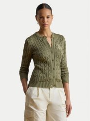 LAUREN RALPH LAUREN Kardigan Cable 200P14040500 Zielony Regular Fit. Zielone kardigany damskie Lauren Ralph Lauren, xxl, bez wzorów, z wiskozy, bez kołnierzyka, bez ramiączek, bez kaptura. Za 949.99 zł.