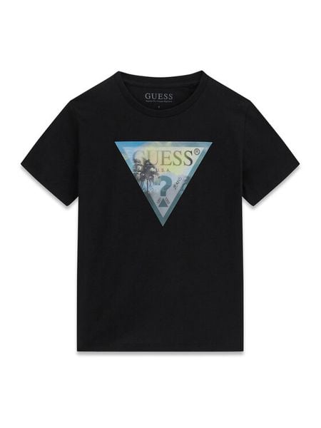 Guess T-Shirt L6GI25 K8HM4 Czarny Regular Fit. Czarne t-shirty dla chłopców Guess, z aplikacjami, z bawełny, bez ramiączek. Za 88.99 zł.