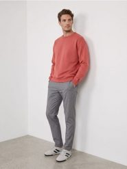 Bluza crewneck comfort fit z domieszką bawełny - pomarańczowy. Brązowe bluzy męskie Sinsay, l, bez wzorów, z bawełny, bez kaptura. Za 29.99 zł.