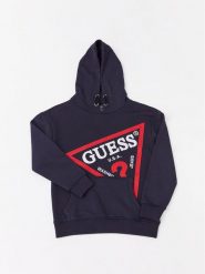Guess Bluza L2YQ07 KAD70 Granatowy Oversize. Niebieskie bluzy dla chłopców Guess, z aplikacjami, z bawełny, bez ramiączek, bez kaptura. Za 159.99 zł.