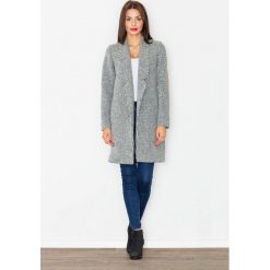 Szary Płaszcz Przejściowy bez Zapięcia. Szare kurtki damskie Molly.pl, na jesień, l, bez wzorów, z materiału, eleganckie, bez kaptura. Za 269.90 zł.