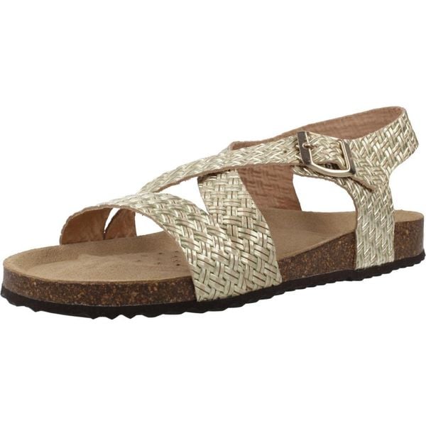 Sandały GEOX D BRIONIA Złoty. Żółte obuwie sportowe damskie Geox, bez wzorów, ze skóry, bez obcasa, bez zapięcia. Za 351.99 zł.