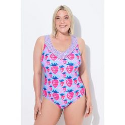 Damski Strój kąpielowy truskawki miękkie miseczki podszewka na całości. Niebieskie kostiumy jednoczęściowe damskie Ulla Popken, plus size, bez wzorów, z elastanu, sportowe, plus size. W wyprzedaży za 191.99 zł.