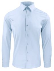 Bawełniana Koszula Elegancka, Slim - Victorio - Błękitna. Niebieskie koszule męskie Victorio, uniwersalny, bez wzorów, z bawełny, eleganckie, bez kołnierzyka, bez ramiączek. Za 195.00 zł.