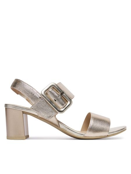 Caprice Sandały 9-28306-42 Złoty. Żółte sandały damskie Caprice, bez wzorów, bez obcasa, na słupku, bez zapięcia. Za 329.99 zł.