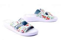 SANITAL FLEX KF-02 multi white, klapki damskie. Białe klapki damskie Sanital-Flex, bez wzorów, bez obcasa, na koturnie. Za 84.99 zł.