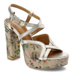 Złote Sandały Maciejka Eleganckie Buty Na Obcasie. Żółte klapki damskie Maciejka, bez wzorów, ze skóry, bez obcasa, na obcasie, bez zapięcia. Za 319.00 zł.
