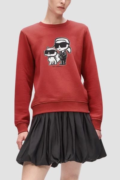 KARL LAGERFELD Czerwona damska bluza Ikon Sketch Duo, Rozmiar M. Czerwone bluzy damskie KARL LAGERFELD, l, bez wzorów, z bawełny, bez kaptura. W wyprzedaży za 499.99 zł.