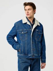 MESKA KURTKA WRANGLER SHERPA CLASSIC JACKET MID STONE 112371440. Płaszcze męskie Wrangler, xl, bez wzorów, bez kaptura. Za 349.99 zł.