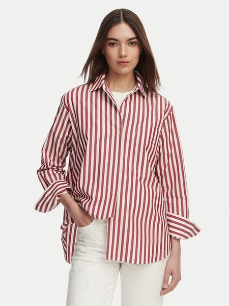 Tommy Hilfiger Koszula WW0WW45612 Czerwony jasny Regular Fit. Czerwone bluzki damskie Tommy Hilfiger, bez wzorów, z bawełny, bez kołnierzyka, bez ramiączek. Za 396.99 zł.