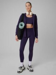 Legginsy fitness szybkoschnące damskie z wysokim stanem. Zielone legginsy damskie 4f, l, bez wzorów, z dzianiny, z podwyższonym stanem, długie, do biegania. Za 129.99 zł.
