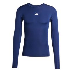 Koszulka z długim rękawem adidas Techfit. Niebieskie koszulki sportowe męskie Adidas, bez wzorów, bez kołnierzyka, bez ramiączek, na fitness i siłownię, techfit (adidas). Za 166.05 zł.