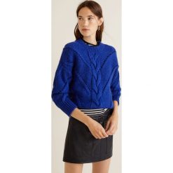 Mango - Sweter Centric. Niebieskie swetry damskie Mango, z dzianiny, z okrągłym kołnierzem. Za 159.90 zł.