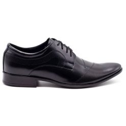 Lukas Buty męskie wizytowe L5 czarne. Czarne eleganckie półbuty ze skóry, eleganckie, bez zapięcia. Za 367.89 zł.