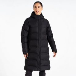 Kurtka turystyczna damska Wander ocieplana. Czarne kurtki sportowe damskie Dare 2b, bez wzorów, z puchu, bez kaptura, trekkingowe. W wyprzedaży za 499.99 zł.