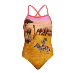 Strój kąpielowy dziewczęcy Funkita Circle of Life Straped In. Brązowe stroje kąpielowe dla dziewczynek FUNKITA, bez wzorów, z dzianiny. Za 169.00 zł.