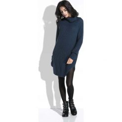 Granatowy Sweter-Tunika z Półgolfem. Swetry damskie marki Molly.pl. W wyprzedaży za 69.95 zł.