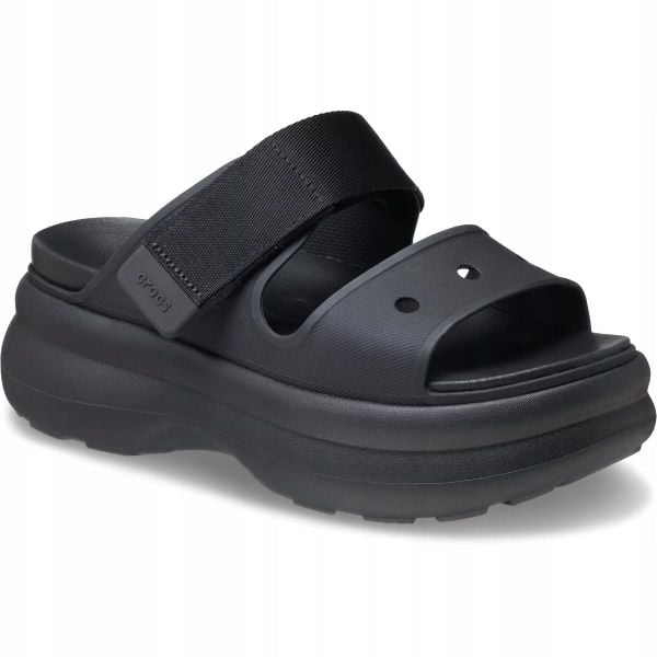 Sandały dla Kobiet Crocs Soho Two Strap Sandal. Czarne sandały damskie Crocs, bez wzorów, z materiału, bez obcasa, na platformie, bez zapięcia. Za 289.99 zł.