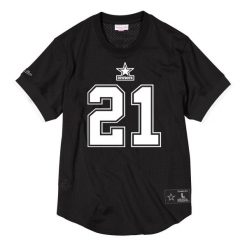 Koszulka NFL Dallas Cowboys Deion Sanders. Czarne koszulki sportowe męskie Mitchell & Ness, bez wzorów, bez kołnierzyka, bez ramiączek, do piłki nożnej. W wyprzedaży za 344.50 zł.