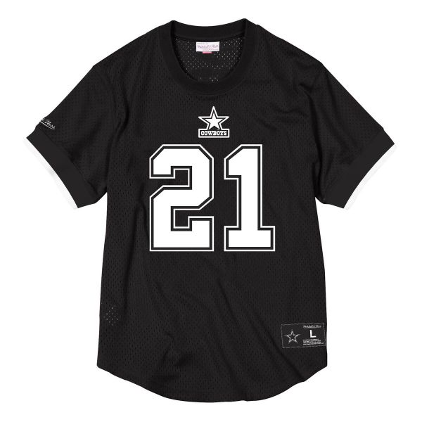 Koszulka NFL Dallas Cowboys Deion Sanders. Czarne koszulki sportowe męskie Mitchell & Ness, bez wzorów, bez kołnierzyka, bez ramiączek, do piłki nożnej. W wyprzedaży za 344.50 zł.