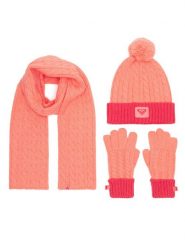 Roxy Zestaw czapka, szalik i rękawiczki RX-KF-001-AW24 Pomarańczowy. Brązowe czapki dla dzieci Roxy, bez wzorów, z dzianiny. Za 99.99 zł.