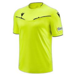 Koszulka sędziowska Macron UEFA 2023/25. Czarne koszulki sportowe męskie Macron, l, bez wzorów, bez kołnierzyka, bez ramiączek, do piłki nożnej. Za 393.00 zł.