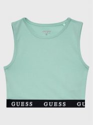 Guess Top J2YI34 KABR0 Niebieski Slim Fit. Niebieskie t-shirty i topy dla dziewczynek Guess, z aplikacjami, z bawełny, bez ramiączek. Za 189.99 zł.