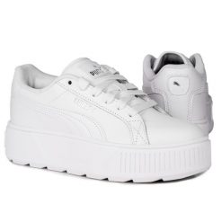 Buty damskie trampki Puma KARMEN. Białe trampki i tenisówki damskie Puma, bez wzorów, ze skóry, eleganckie, bez zapięcia. Za 228.00 zł.