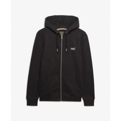 Bluza z kapturem i zamkiem błyskawicznym Superdry Essential. Czarne bluzy męskie Superdry., m, bez wzorów, z kapturem. Za 394.20 zł.