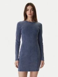 HUGO Sukienka dzianinowa Nopal 50552814 Niebieski Slim Fit. Niebieskie sukienki damskie Hugo, m, bez wzorów, z bawełny, bez kołnierzyka, bez ramiączek. Za 599.99 zł.